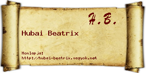 Hubai Beatrix névjegykártya
